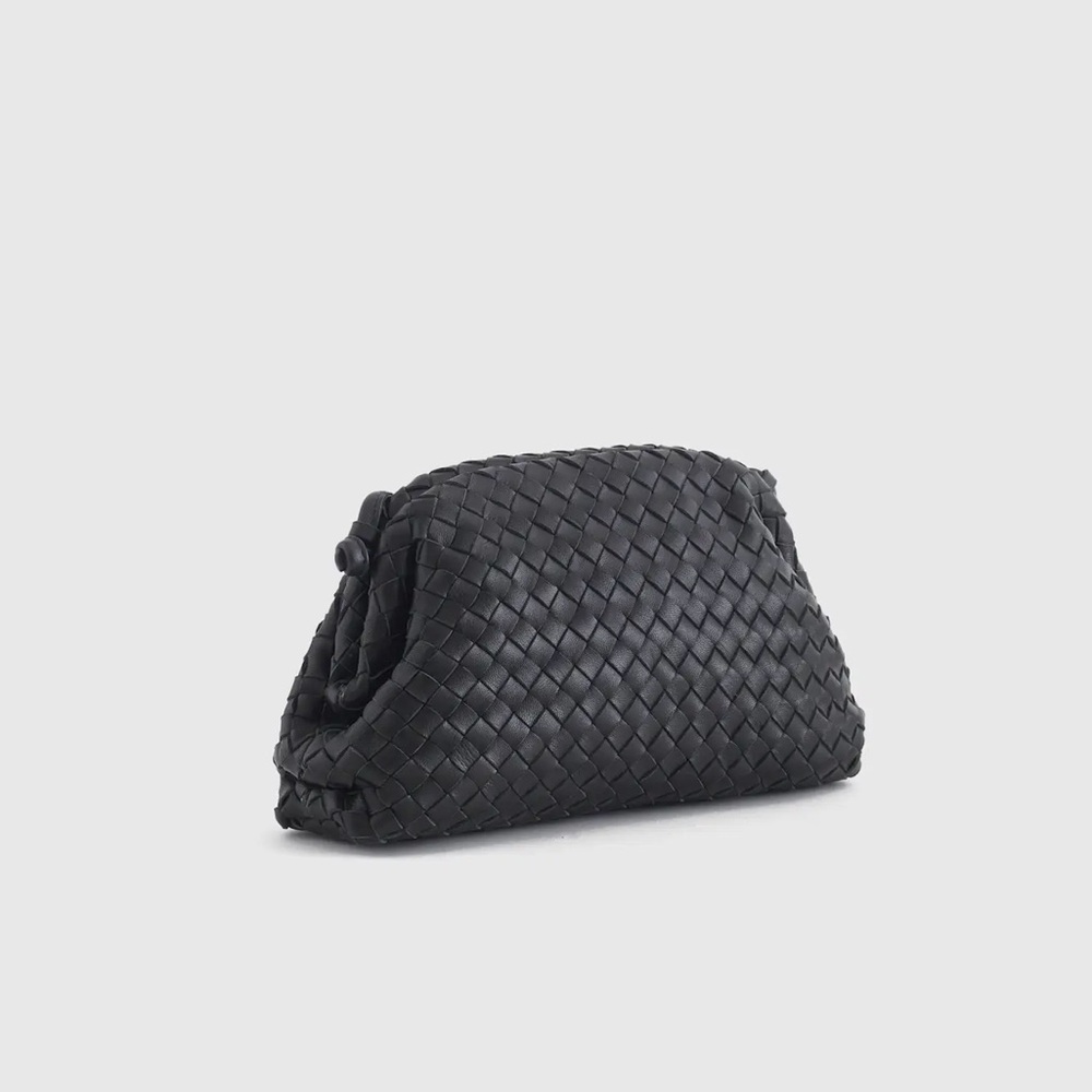 Quince Italian Leather Handwoven Pouch Crossbody Clutch